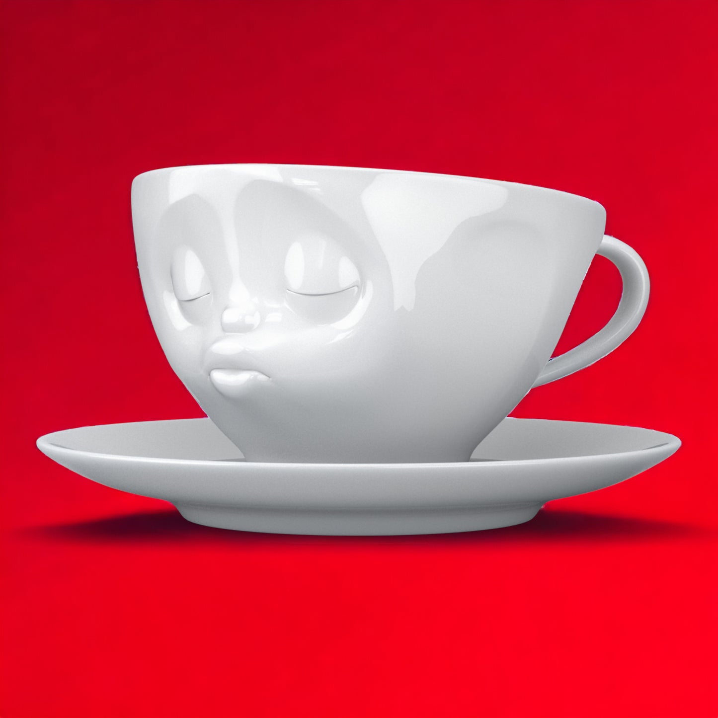 Lachende Tasse FIFTYEIGHT PRODUCTS | Kaffeetasse | KÜSSEND | ca. 200ml | weiß
