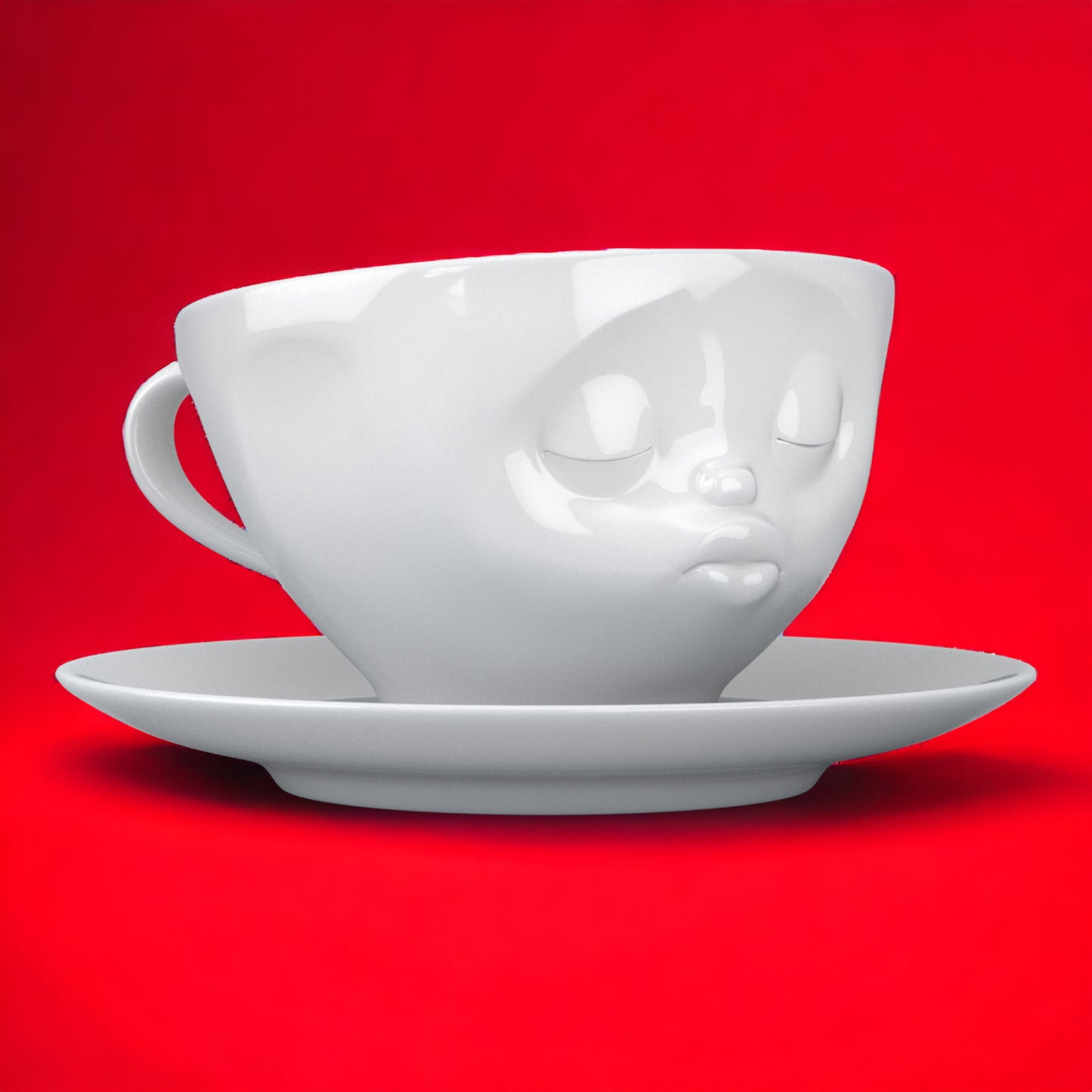 Lachende Tasse FIFTYEIGHT PRODUCTS | Kaffeetasse | KÜSSEND | ca. 200ml | weiß