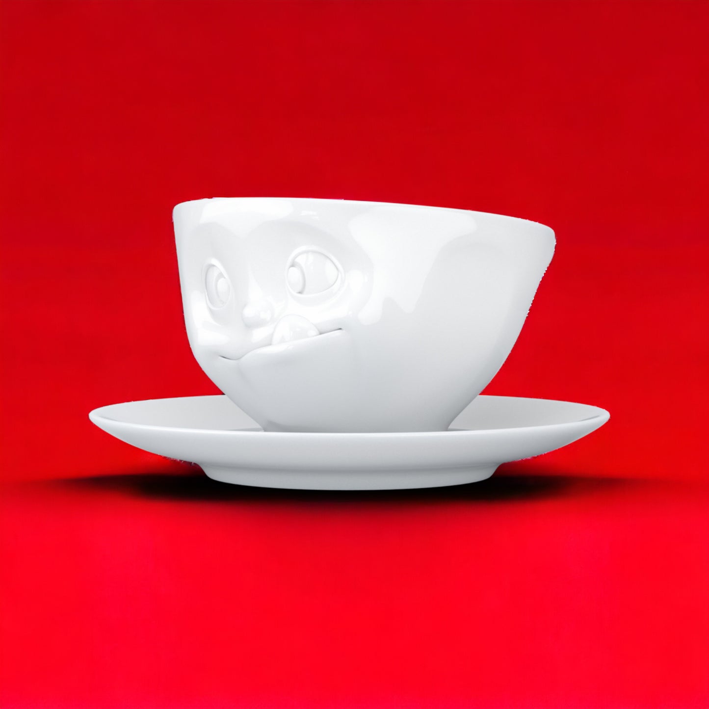 Lachende Tasse FIFTYEIGHT PRODUCTS | Kaffeetasse | LECKER | ca. 200ml | weiß