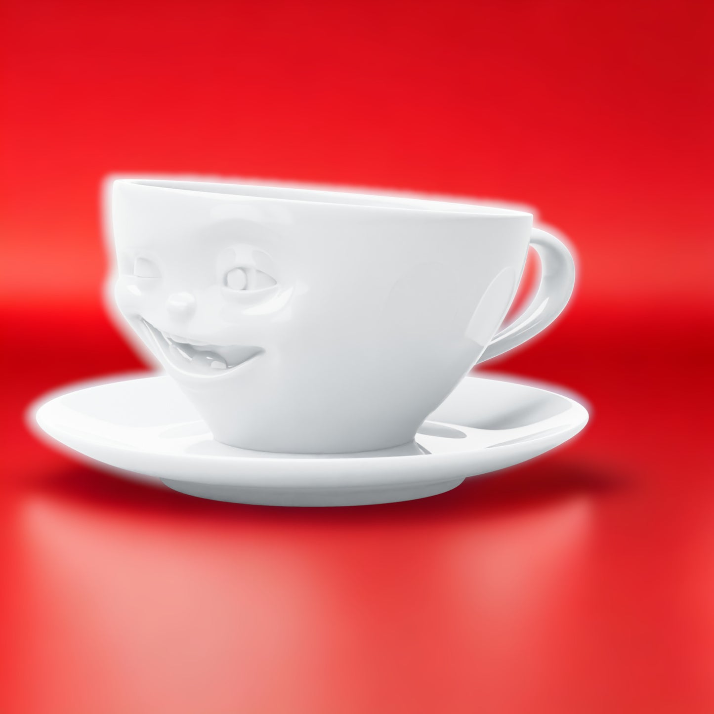 Lachende Tasse FIFTYEIGHT PRODUCTS | Kaffeetasse | ZWINKERND | ca. 200ml | weiß