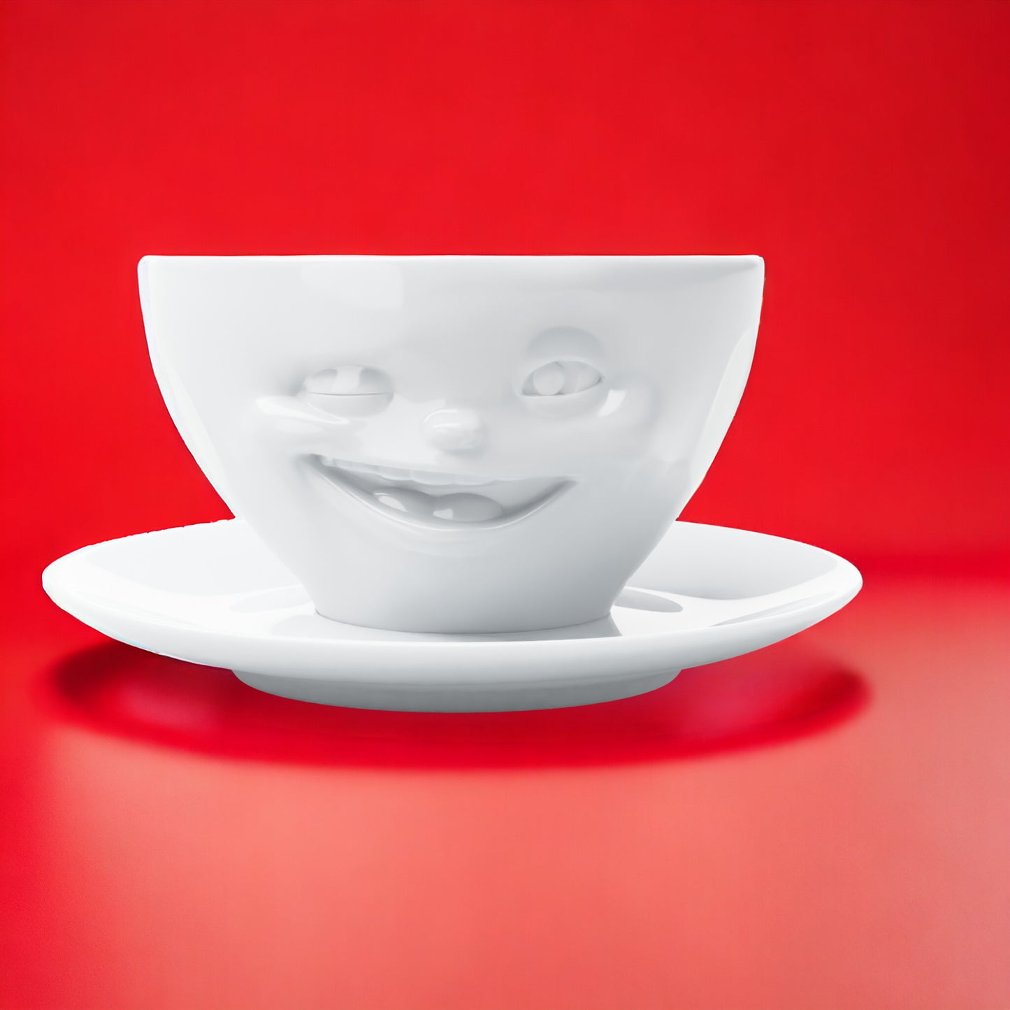 Lachende Tasse FIFTYEIGHT PRODUCTS | Kaffeetasse | ZWINKERND | ca. 200ml | weiß