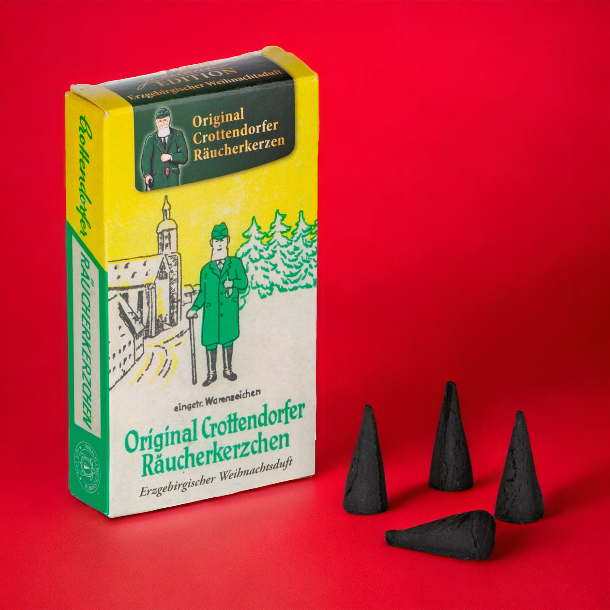 Crottendorfer Räucherkerzen | ERGEBIRGISCHER WEIHNACHTSDUFT NOSTALGIE DESIGN | 24 Stück