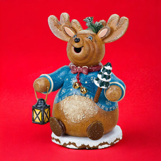 Hubrig Volkskunst | Räucherwichtel | Rentier | Rudolph | 14 cm