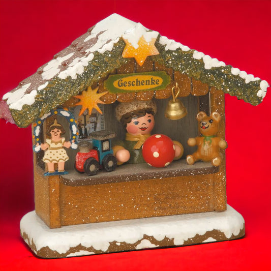 Hubrig Volkskunst | Winterkinder | Geschenkehäusel | elektrisch beleuchtet | 10 cm