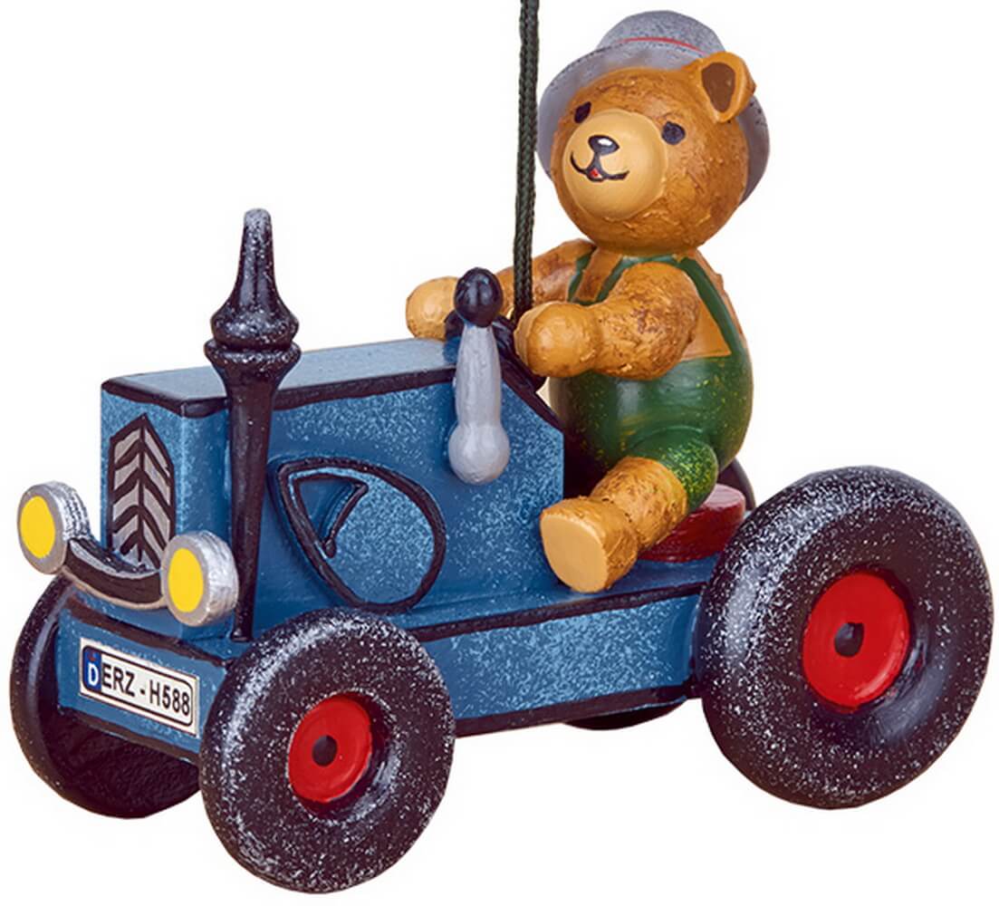 Hubrig Volkskunst | Baumbehang | Traktor mit Teddy | 8 cm