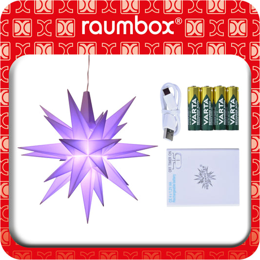 raumbox® "ADVENTSSTERN SONDEREDITION 2024 Herrnhuter® Sterne LED" Kunststoff A1e ca. Ø13 cm | Flieder inkl. Akku Batteriehalter