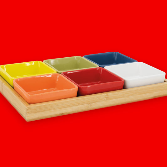 Remember | Schalen-Set mit Holztablett Nr. 1 | bunte Farben | 33 cm x 22,5 cm x 5 cm