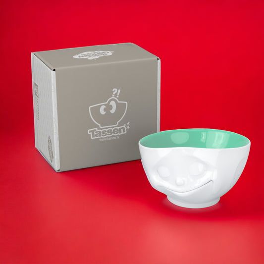 Lachende Tasse FIFTYEIGHT PRODUCTS | bunte Schale GLÜCKLICH | ca. 500ml | innen jade