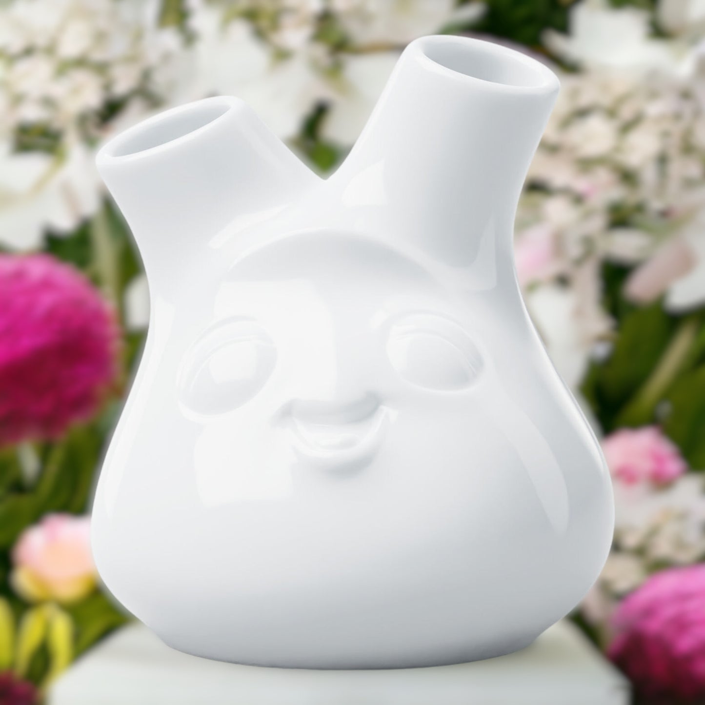 Lachende Tasse FIFTYEIGHT PRODUCTS | Blumenvase klein | KESS | 2 Öffnungen | weiß