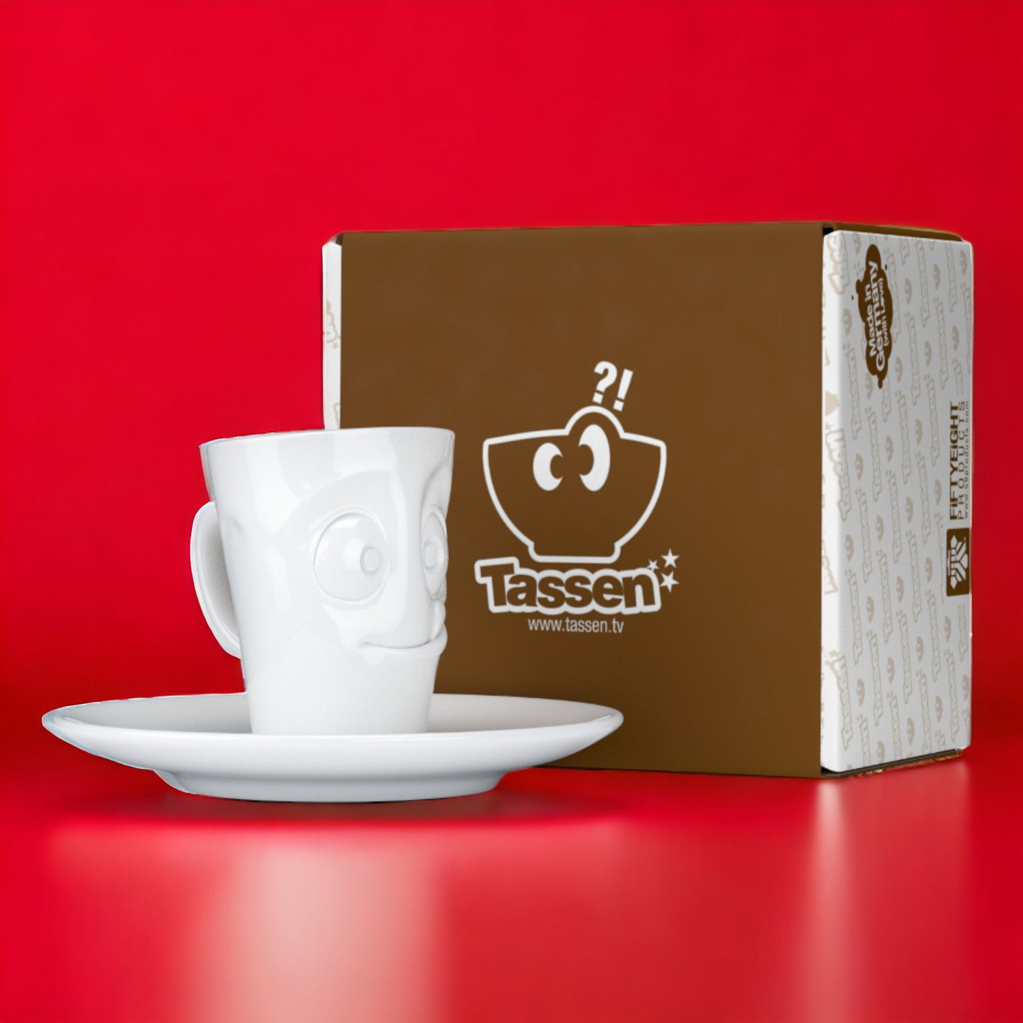 Lachende Tasse FIFTYEIGHT PRODUCTS | Espressotasse | Mini Mug LECKER | ca. 80ml | weiß