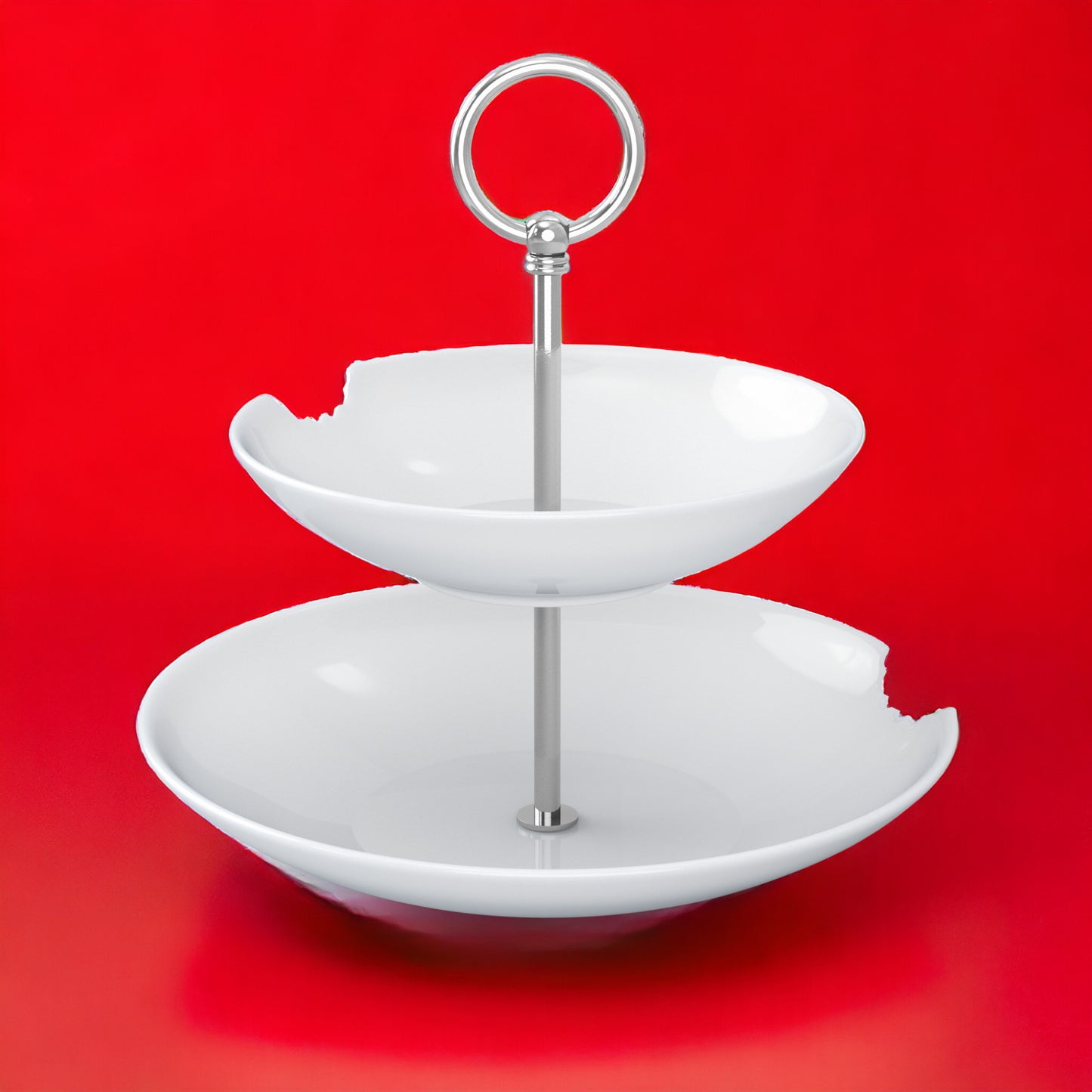 Lachende Tasse FIFTYEIGHT PRODUCTS | FOOD-TEMPEL | Etagere 2-stufig | Durchmesser 18 & 24 cm | weiß