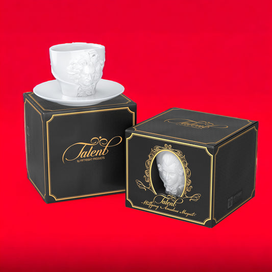 Lachende Tasse FIFTYEIGHT PRODUCTS | 2er Talent-Tassen-Set | Ludwig von Beethoven & Wolfgang Amadeus Mozart | je ca. 260ml