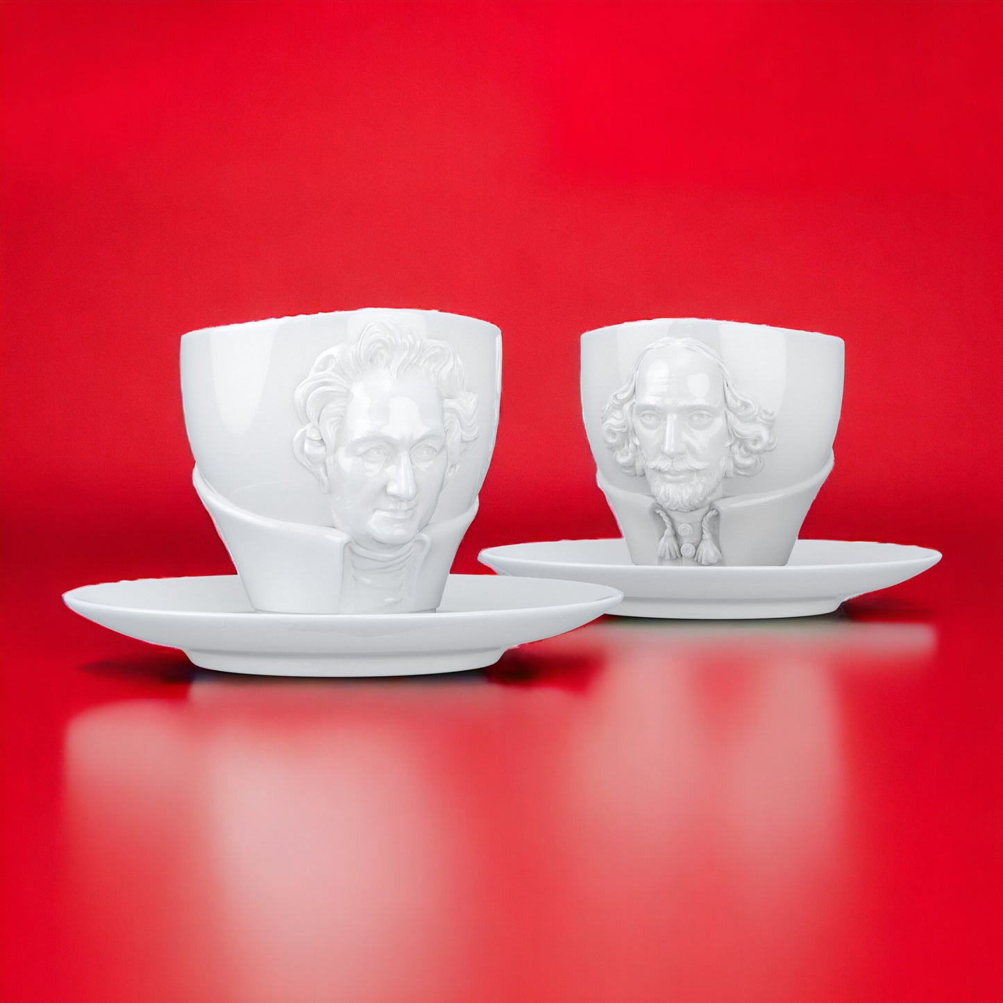 Lachende Tasse FIFTYEIGHT PRODUCTS | 2er Talent-Tassen-Set | William Shakespeare & Johann Wolfgang von Goethe | je ca. 260ml