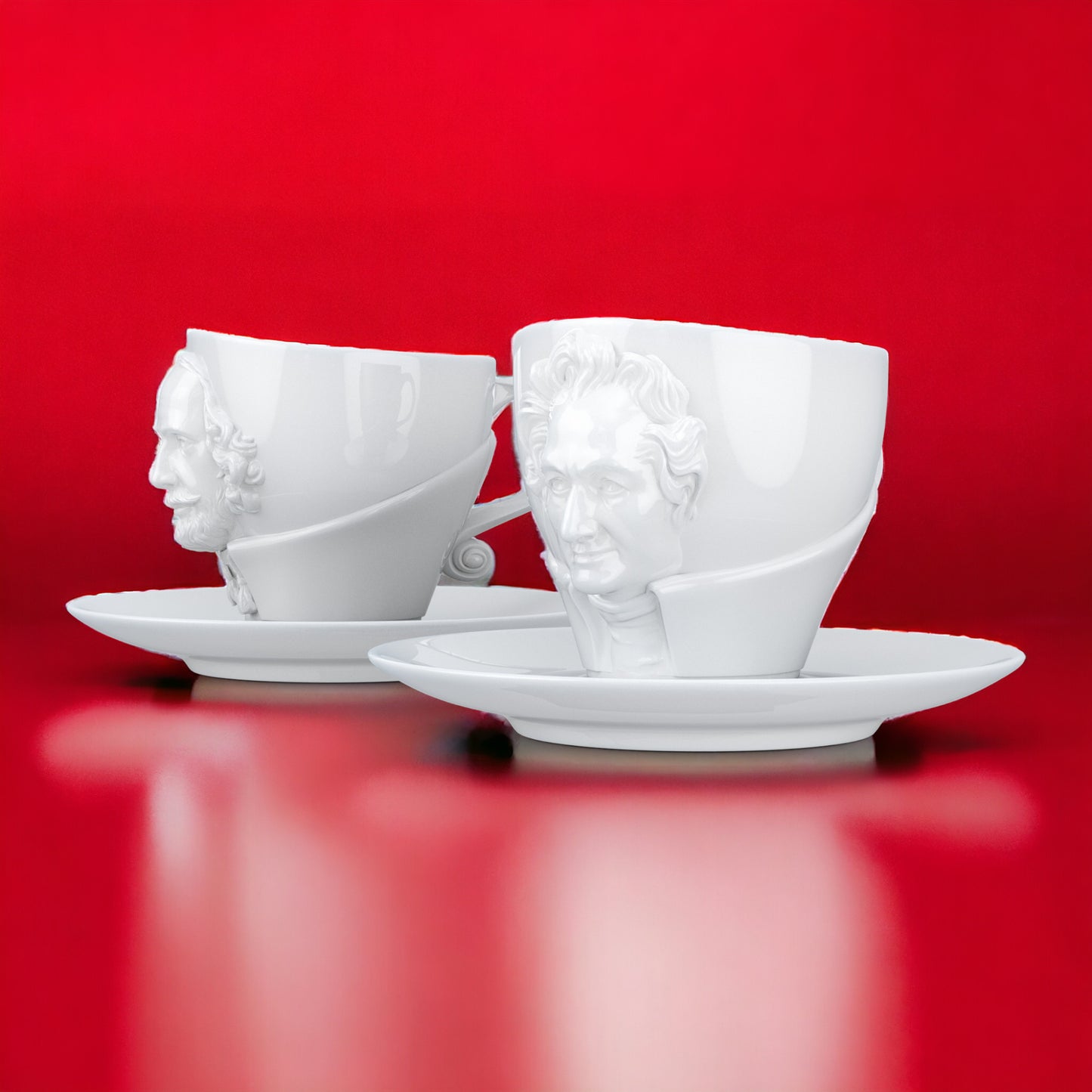 Lachende Tasse FIFTYEIGHT PRODUCTS | 2er Talent-Tassen-Set | William Shakespeare & Johann Wolfgang von Goethe | je ca. 260ml