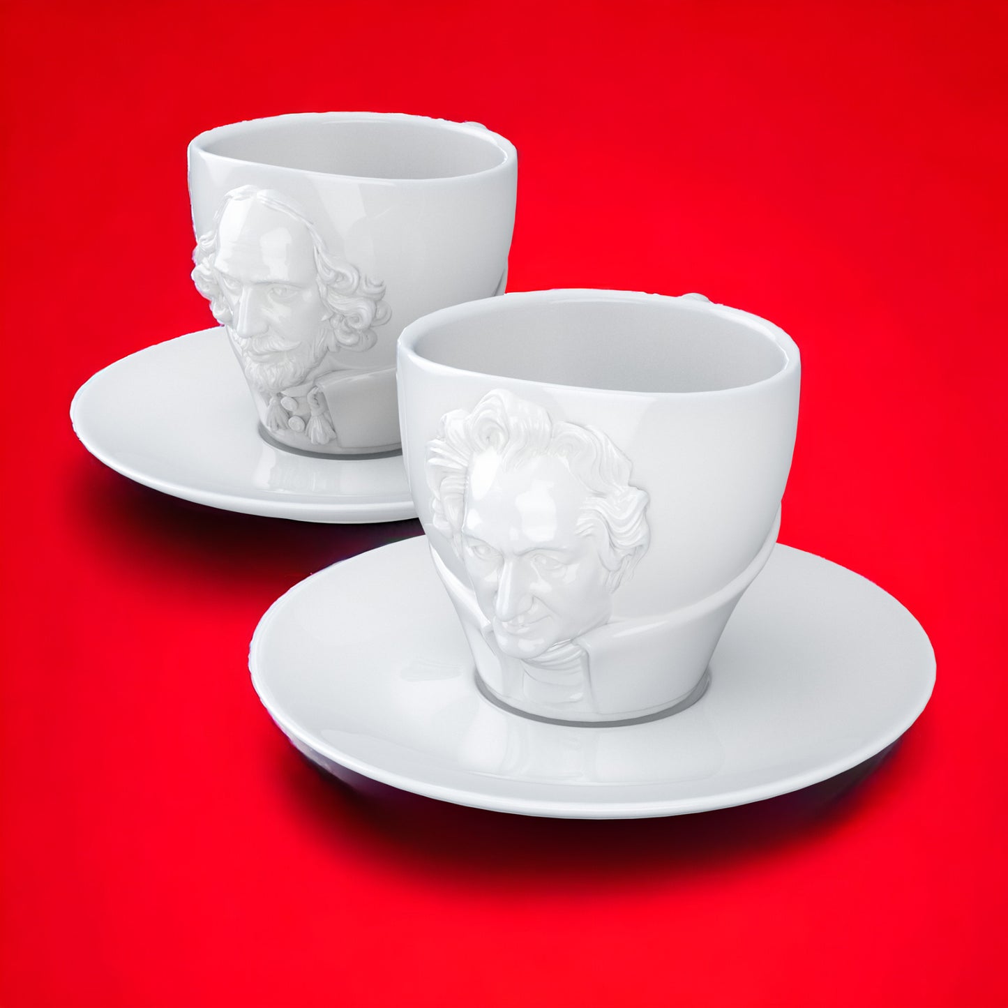 Lachende Tasse FIFTYEIGHT PRODUCTS | 2er Talent-Tassen-Set | William Shakespeare & Johann Wolfgang von Goethe | je ca. 260ml