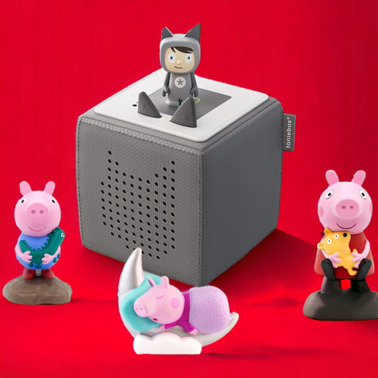 Toniebox | Extrapack | Starterset inclusive 3 PEPPA PIG Hörfiguren | Farbe der Box Anthrazit