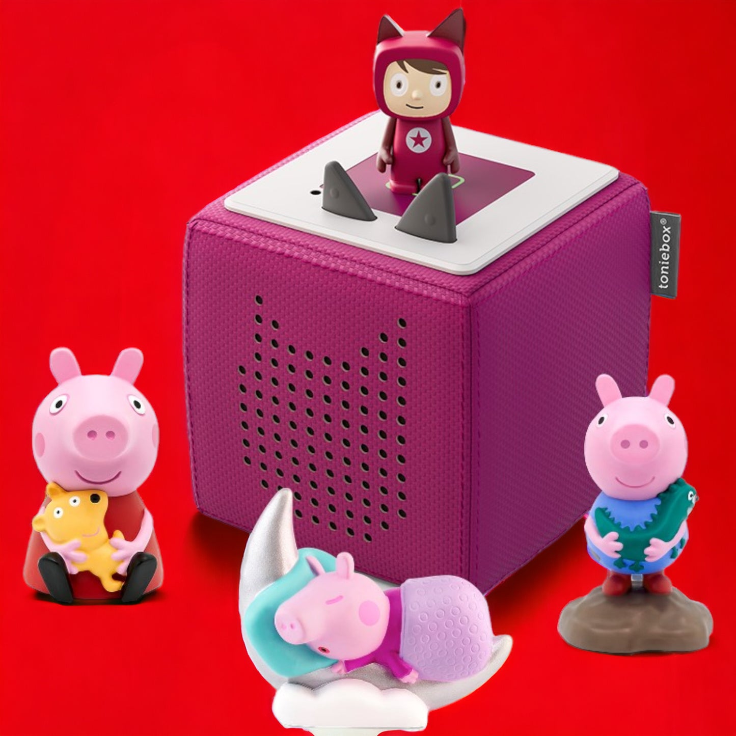 Toniebox | Extrapack | Starterset inclusive 3 PEPPA PIG Hörfiguren | Farbe der Box Beere