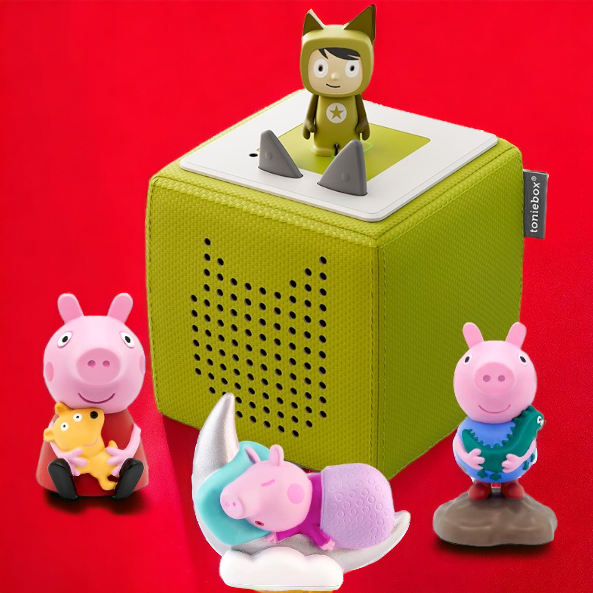 Toniebox | Extrapack | Starterset inclusive 3 PEPPA PIG Hörfiguren | Farbe der Box Grün