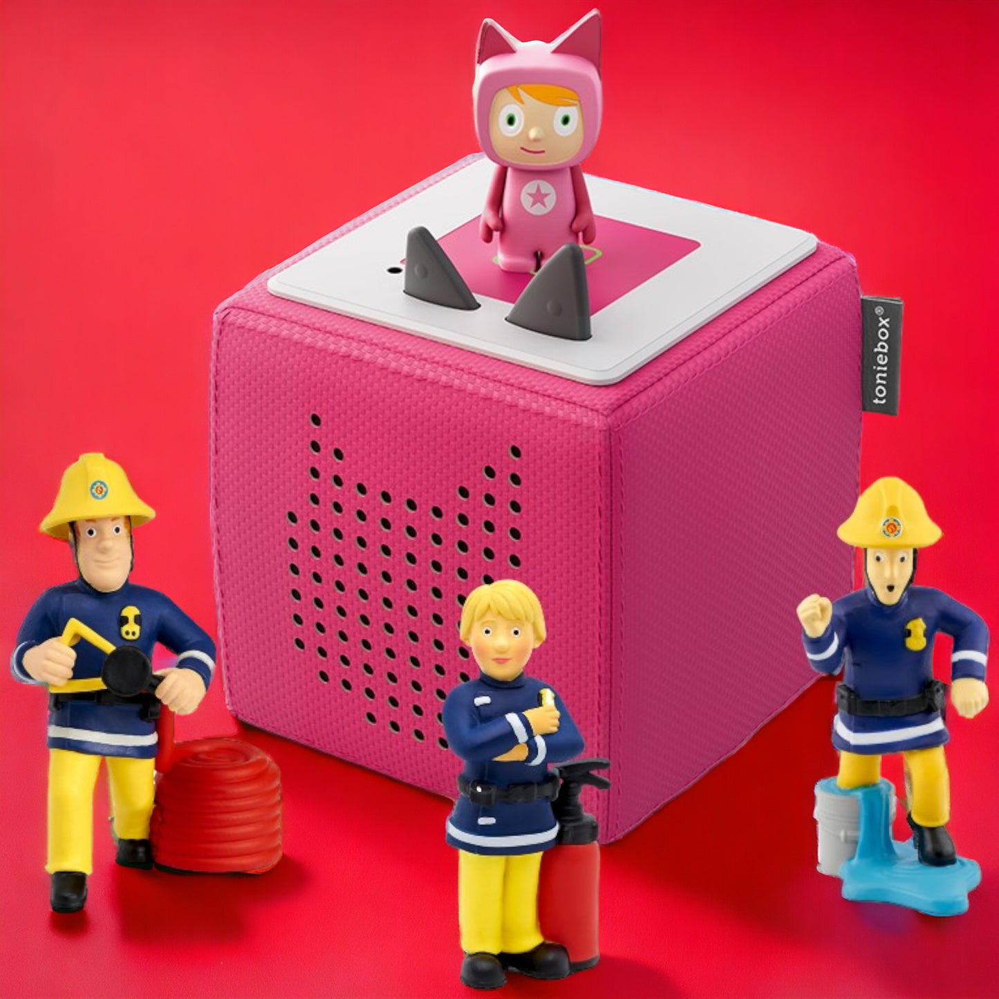 Toniebox | Extrapack | Starterset inclusive 3 FEUERWEHRMANN SAM Hörfiguren | Farbe der Box Pink