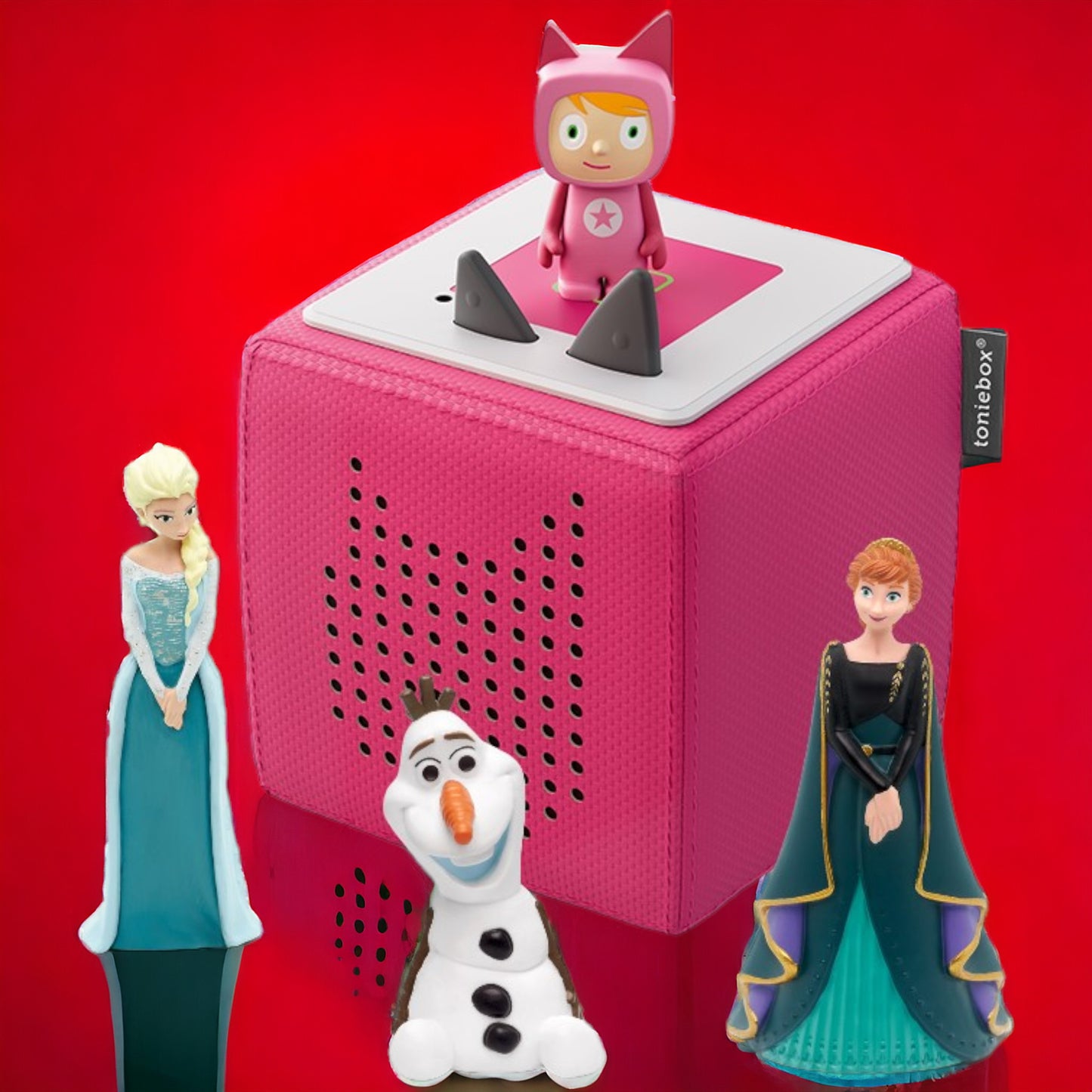 Toniebox | Extrapack | Starterset inclusive 2 EISKÖNIGINNEN + OLAF Hörfigur | Farbe der Box Pink