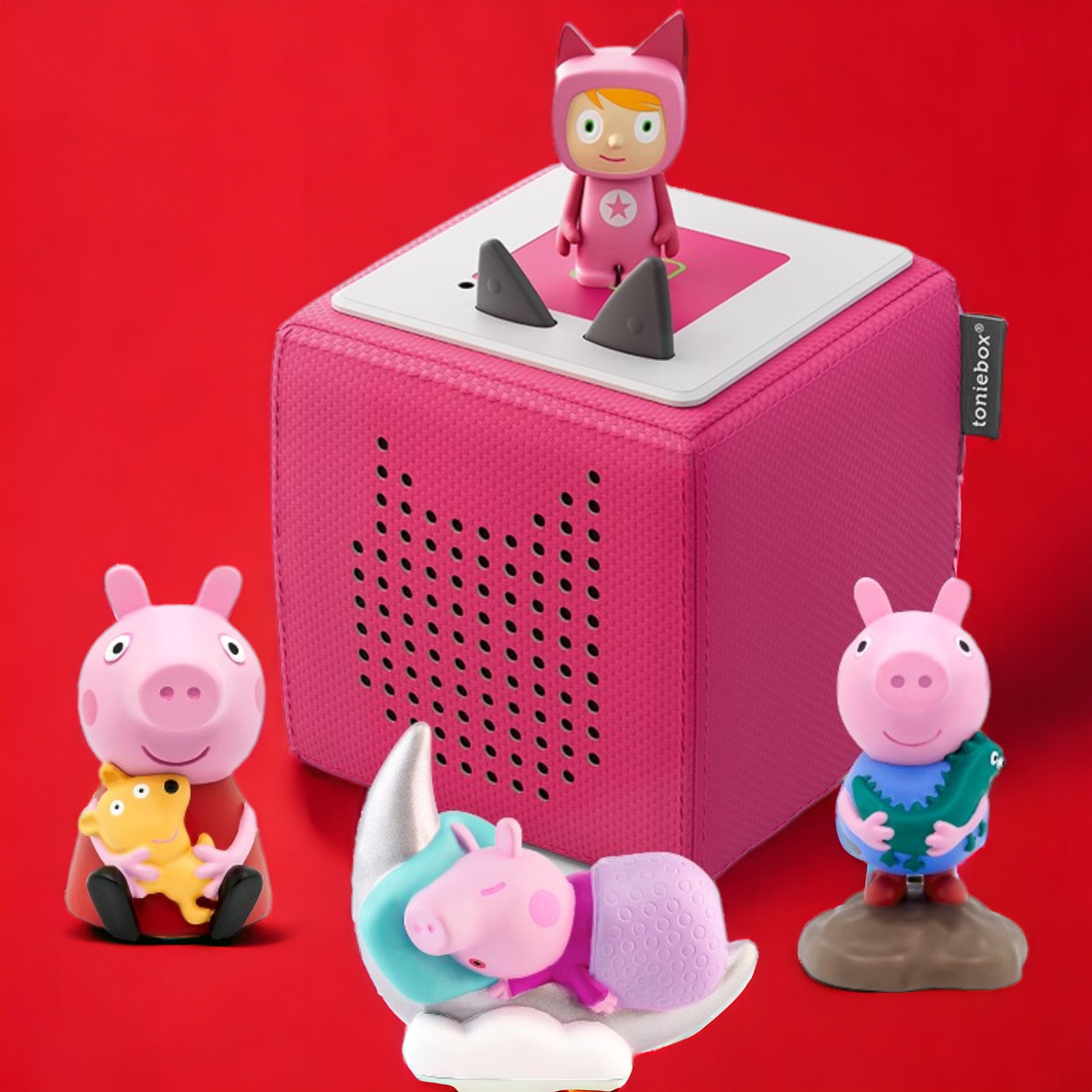Toniebox | Extrapack | Starterset inclusive 3 PEPPA PIG Hörfiguren | Farbe der Box Pink